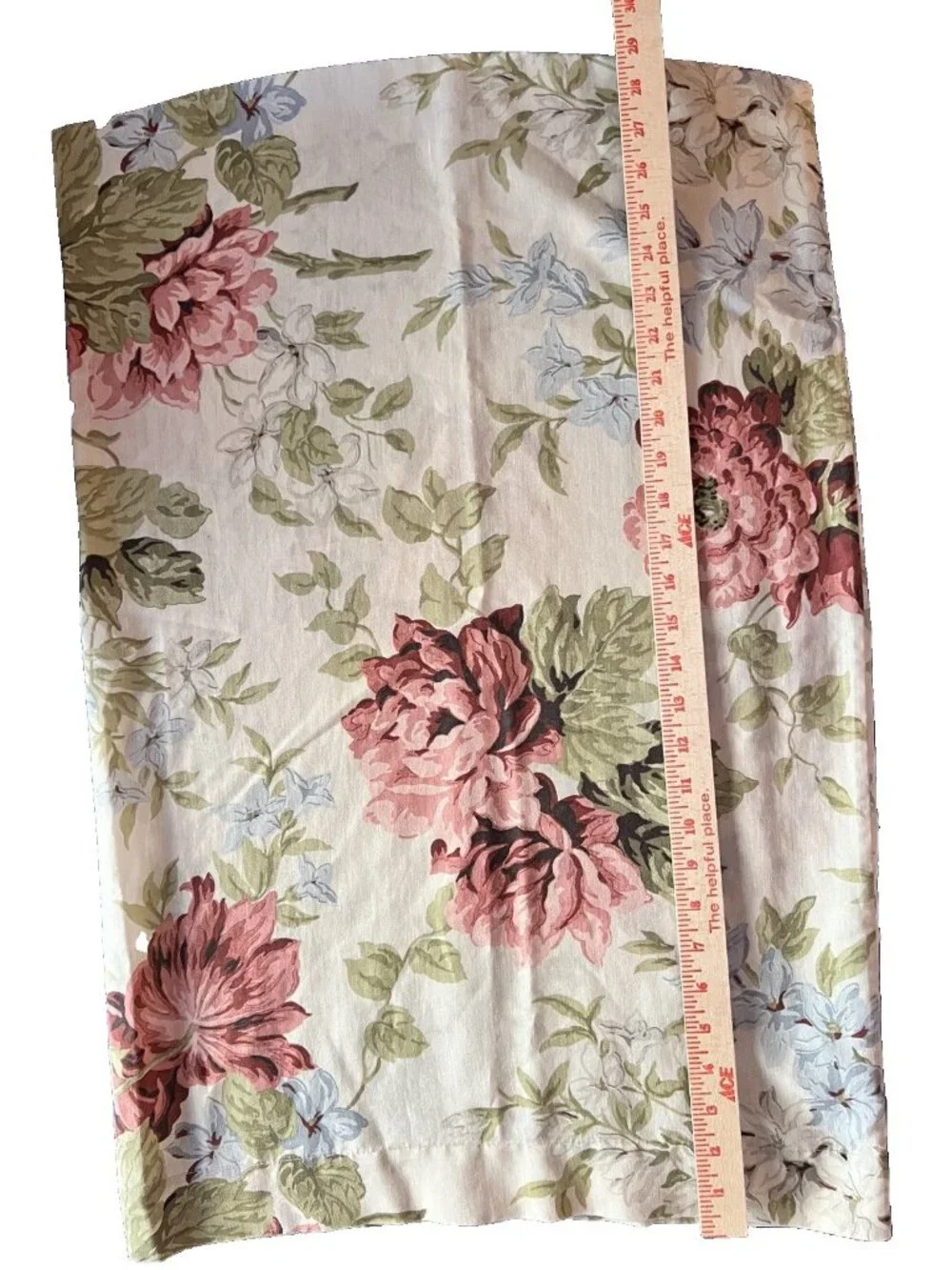 CABBAGE ROSE Pillowcase Standard Vintage Made In USA Pink Green Cottage Garden